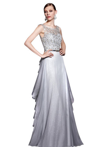 Silver Sleeveless Embellished Evening Gown (30561) | Bridal wear ...