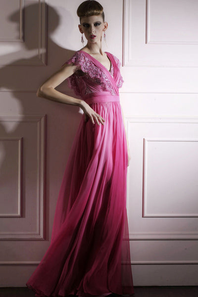 Hot Pink Chiffon Embroidered Prom Dress 80969 Elliot Claire London 1424