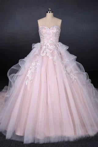 Gorgeous Ball Gown Sweetheart White Tulle Strapless Lace Wedding