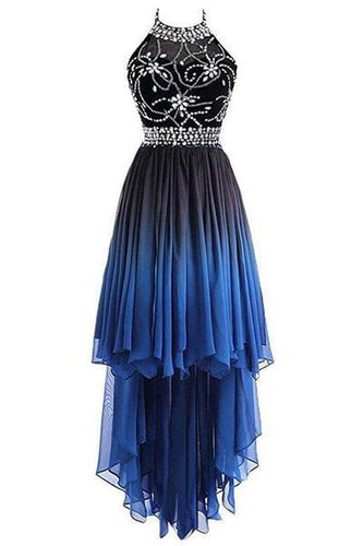 black blue ombre prom dress