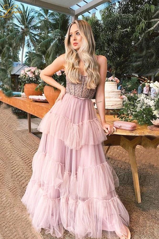 loveangeldress Tulle Skirt Rhinestones Wedding Dress Sweetheart Ball Gown US6 / Pink