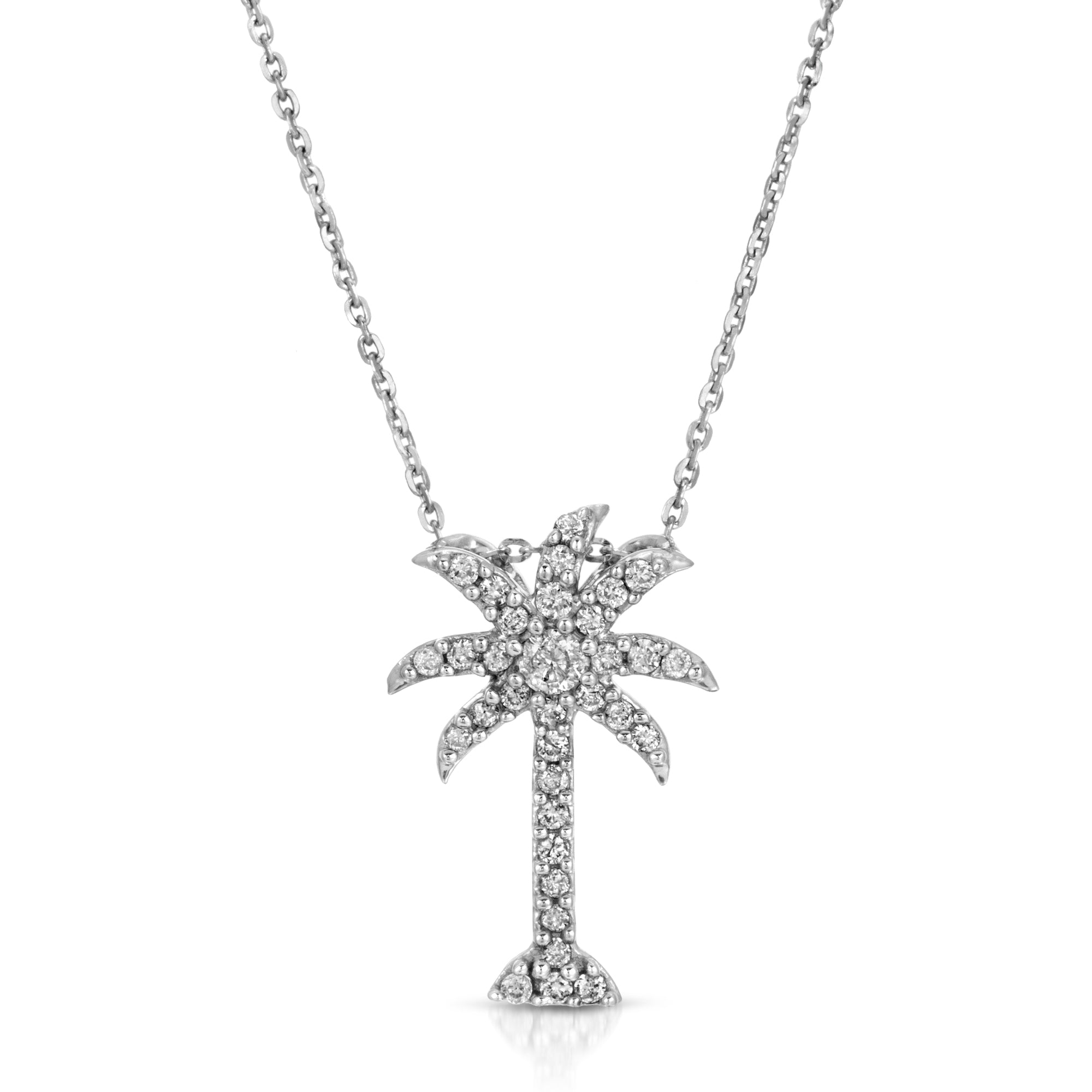 diamond palm tree pendant necklace