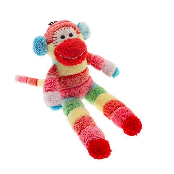 pink sock monkey dog toy