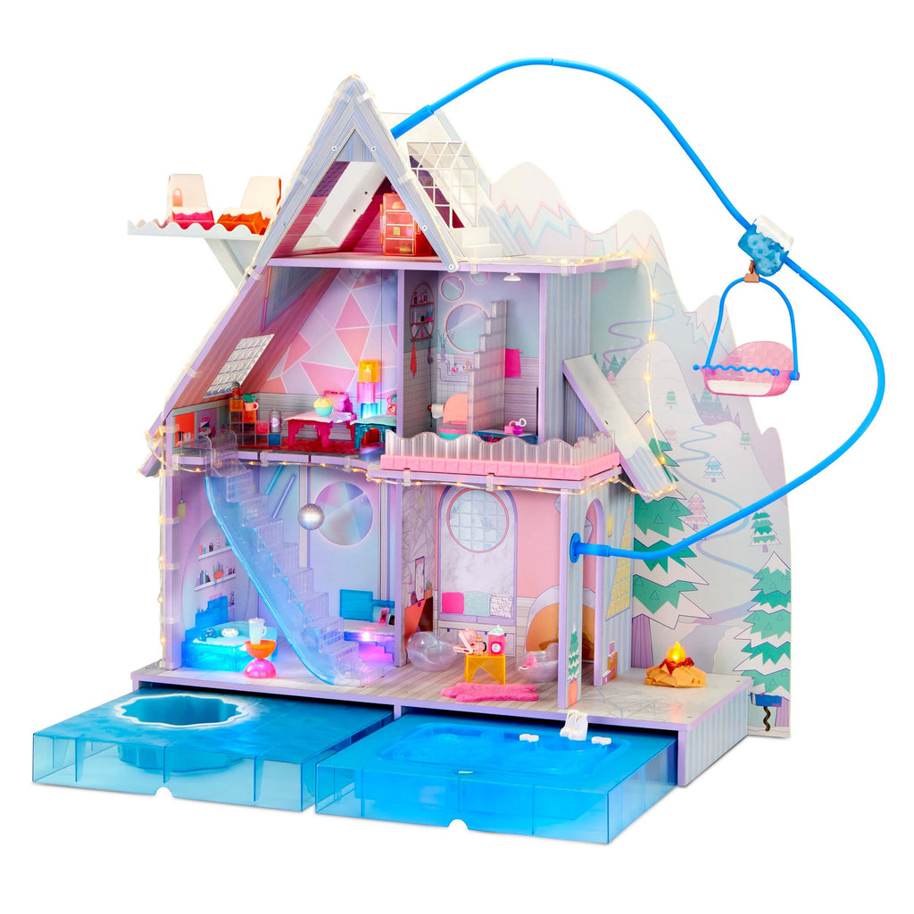 LOL Surprise OMG Winter Chill Cabin Wooden Doll House with 95+ Surpris
