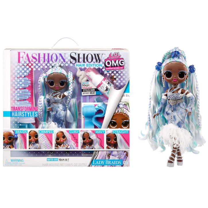 Lol Surprise Omg Fashion Show Hair Edition Lady Braids Fashion Doll With Transforming Hair Lo