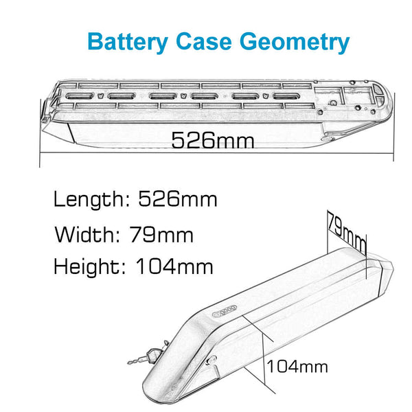 36V 18Ah Side Entry Battery - Geometry Dimensions