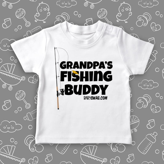 Grandpa's Fishing Buddy | Baby Swag 6/12 Months / Heather Gray