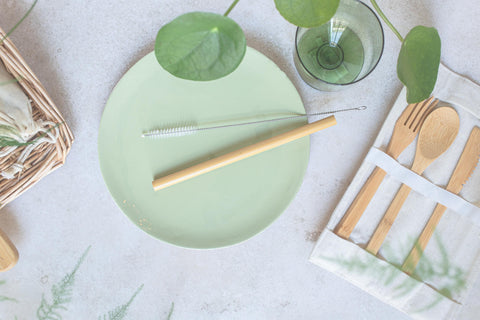 Bamboo Cutlery and Plate Table Set Up