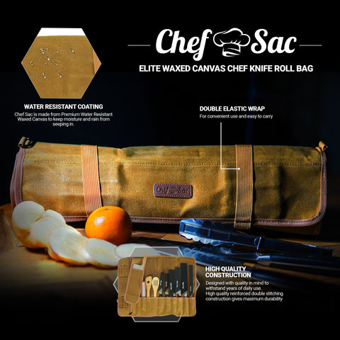 Chef Sac Elite Series Elite Waxed Canvas Chef Knife Roll Bag