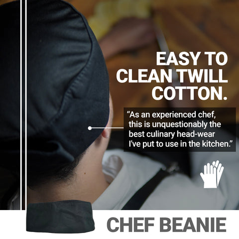 Chef Sac Chef Hat Beanie - Made with Easy to Clean Twill Cotton