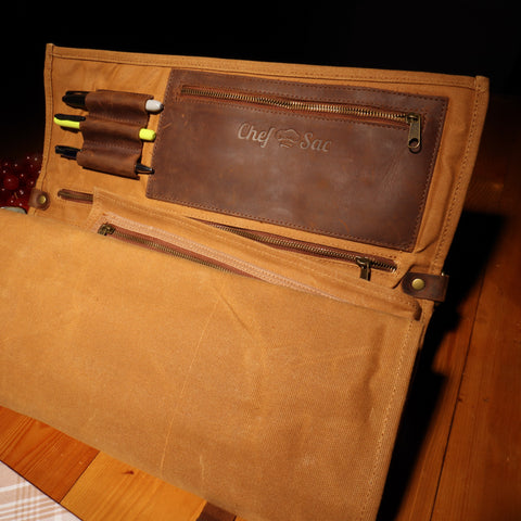Chef Sac Leather Brown Knife Roll