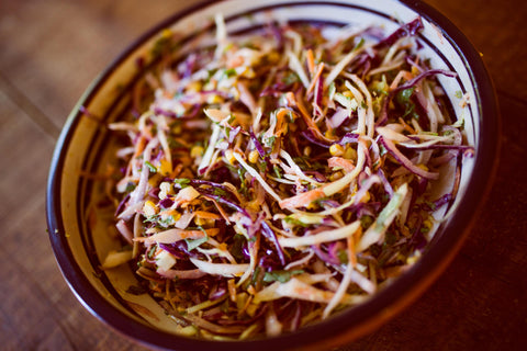 Coleslaw Made with Thin Strips of Leafy Vegetables