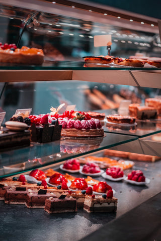 sweet desserts on display