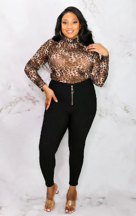 leopard mock neck bodysuit