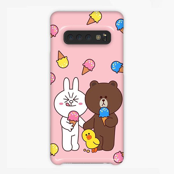 Coque Samsung galaxy S5 S6 S7 S8 S9 S10 S10E Edge Plus Brown Bear And Cony Bunny And Duck Yellow Pink