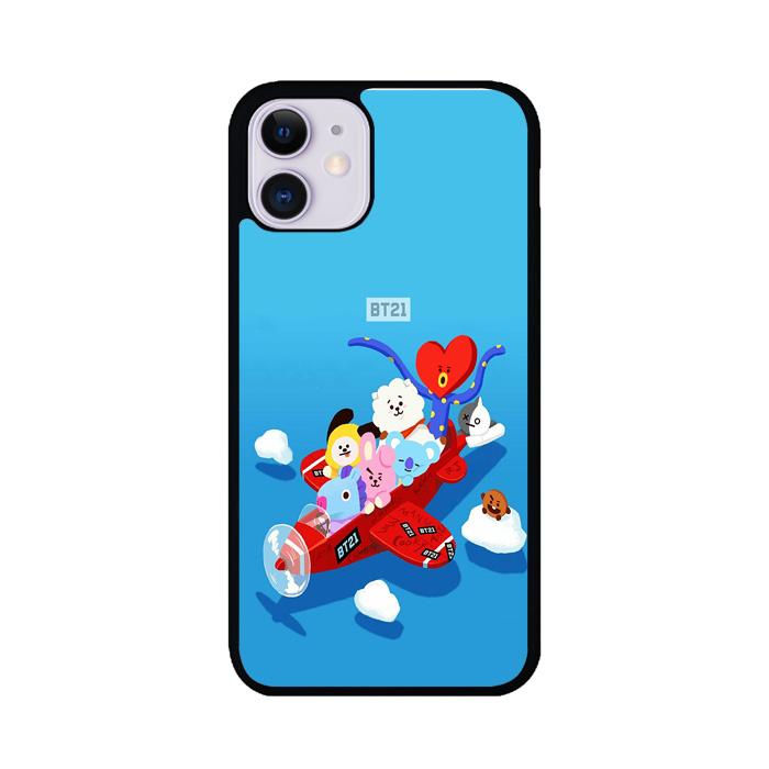 coque custodia cover case fundas hoesjes iphone 11 pro max 5 6 6s 7 8 plus x xs xr se2020 pas cher p8730 Bts Bt21 Doll Fying With Red Plane