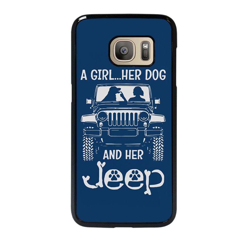 coque custodia cover fundas hoesjes j3 J5 J6 s20 s10 s9 s8 s7 s6 s5 plus edge D25186 GIRL HER DOG & HER JEEP Samsung Galaxy S7 Case