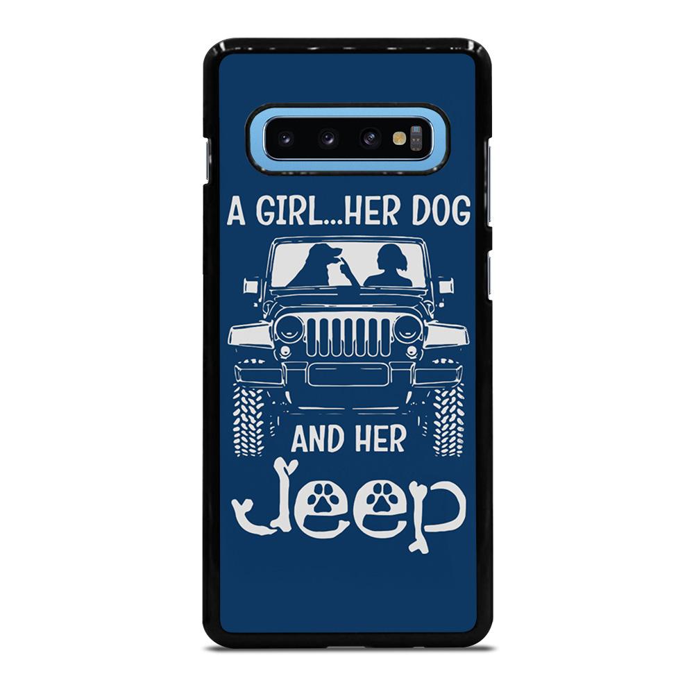 coque custodia cover fundas hoesjes j3 J5 J6 s20 s10 s9 s8 s7 s6 s5 plus edge D25185 GIRL HER DOG & HER JEEP Samsung Galaxy S10 Plus Case