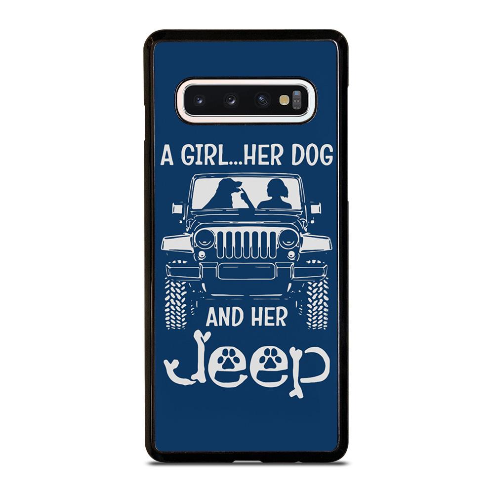 coque custodia cover fundas hoesjes j3 J5 J6 s20 s10 s9 s8 s7 s6 s5 plus edge D25183 GIRL HER DOG & HER JEEP Samsung Galaxy S10 Case