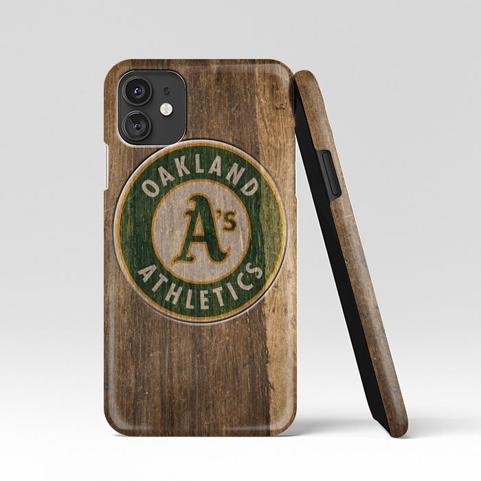 coque custodia cover case fundas hoesjes iphone 11 pro max 5 6 6s 7 8 plus x xs xr se2020 pas cher p9905 Oakland Athletics Logo Wood