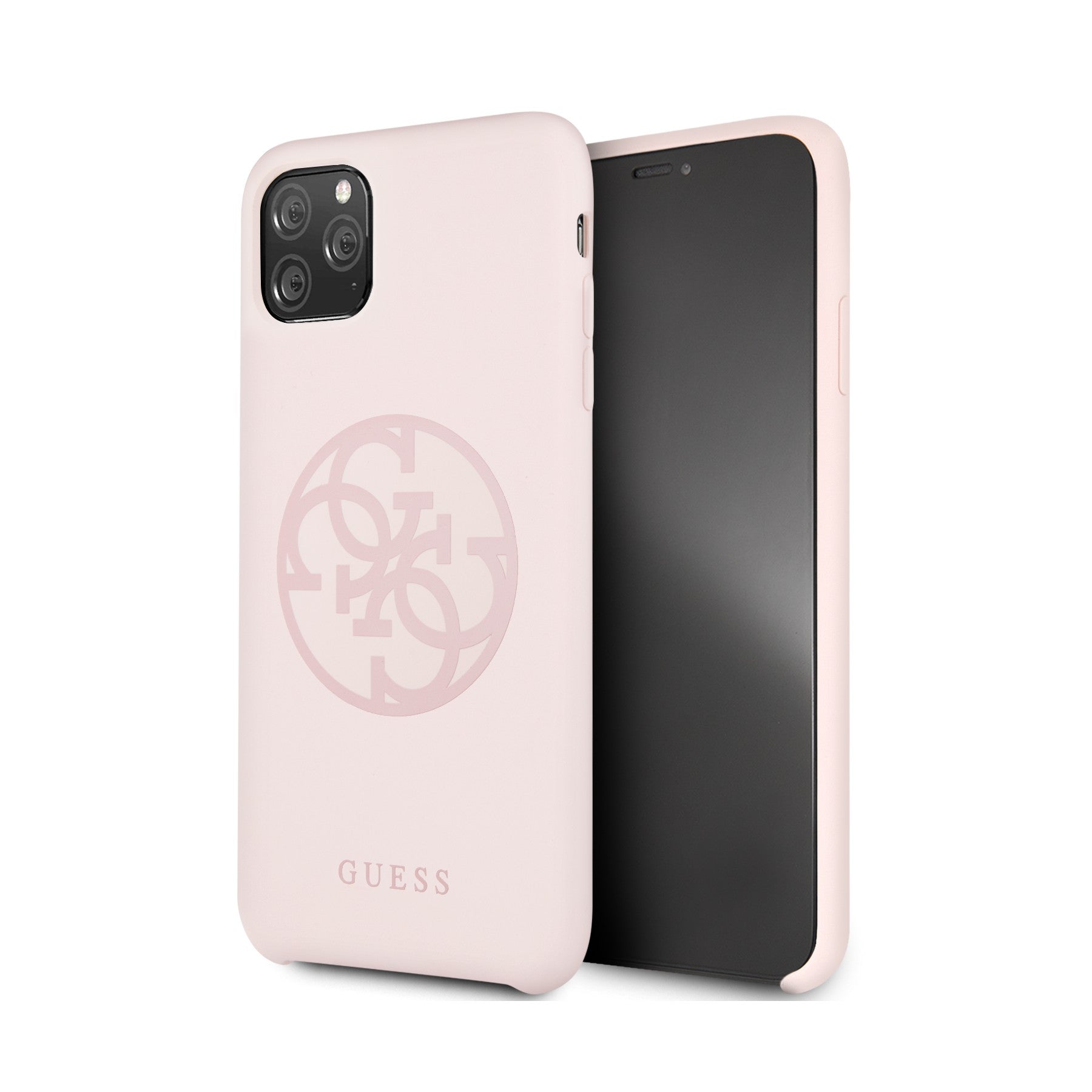 COQUE SILICONE ROSE FLUO AVEC LOGO GUESS POUR APPLE IPHONE 11 PRO - GUESS