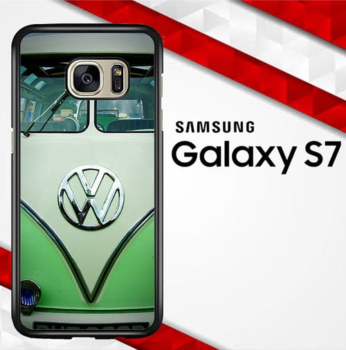 Green VW Campen Volkswagen Mini Bus L2284 coque Samsung Galaxy S7