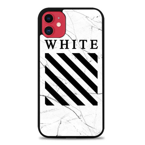 Coque iphone 5 6 7 8 plus x xs xr 11 pro max Off - White Marble White E1670