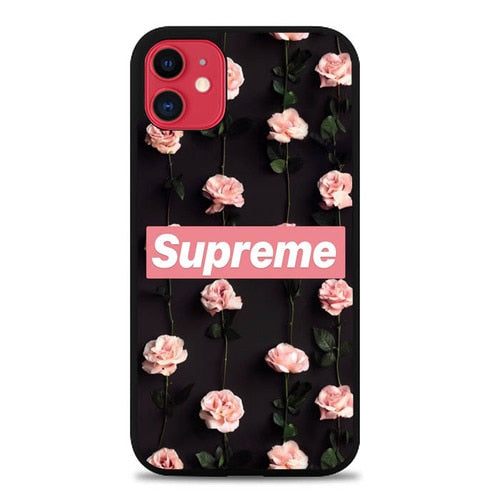 Coque iphone 5 6 7 8 plus x xs xr 11 pro max Supreme Pink Flowers P0891