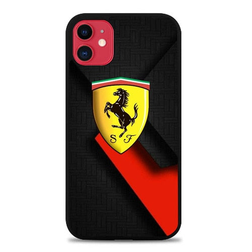 Coque iphone 5 6 7 8 plus x xs xr 11 pro max Ferrari Black and red background P1551