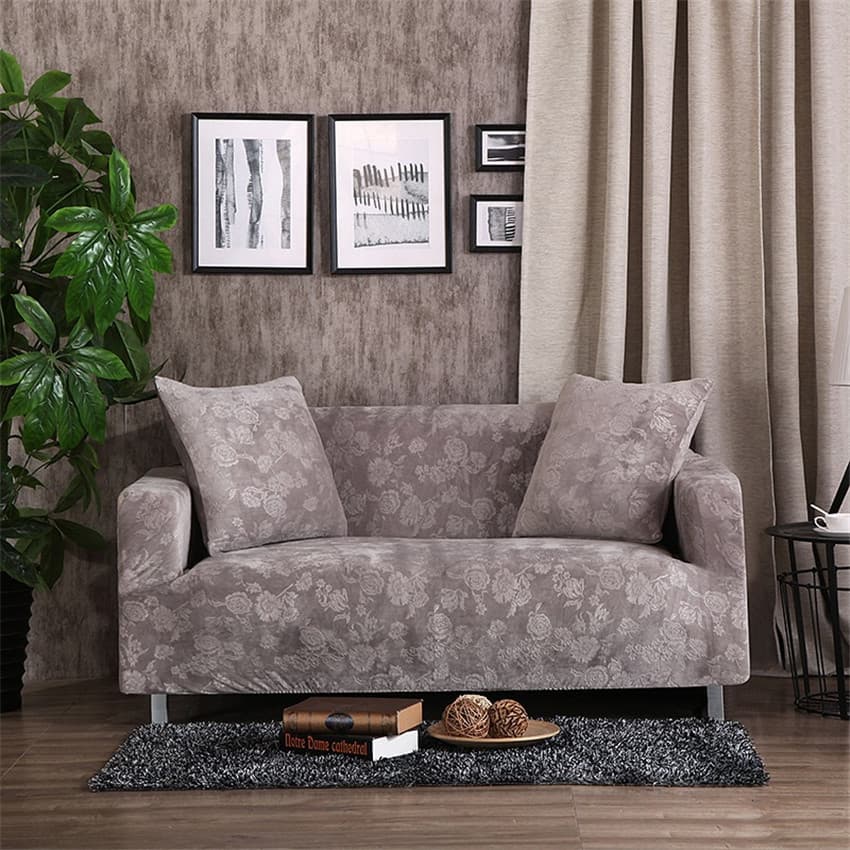 EINSITZIG (90-140 CM) Grau - Sofabezüge aus Geprägter Samt für klassische und Ecksofas - Das Haus der Überzüge