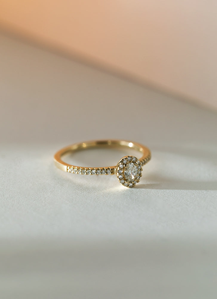 Caes Halo Diamond ring 14k gold – Studio Kroewe