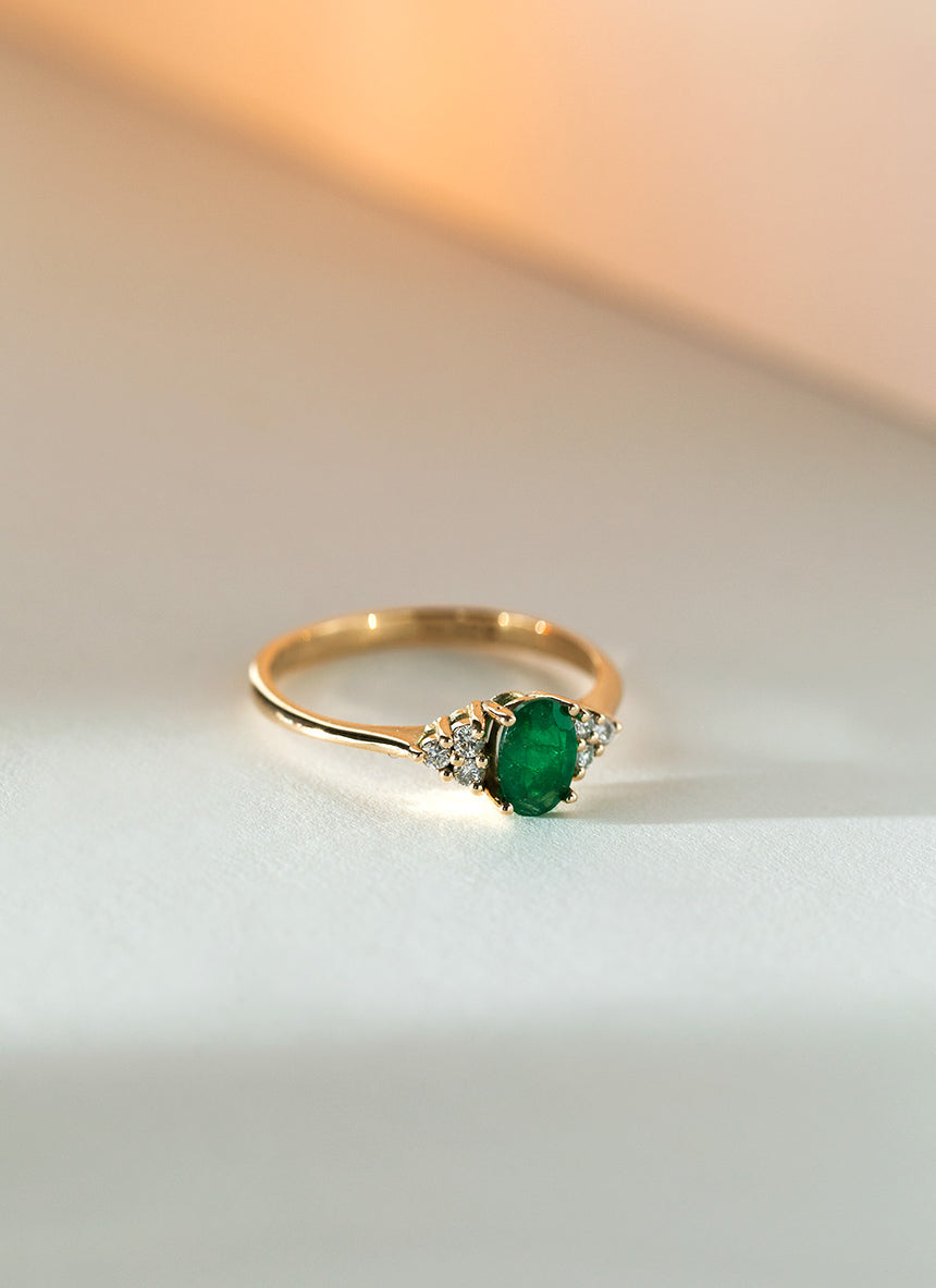 diamant smaragd ring 14k goud – Studio Kroewe