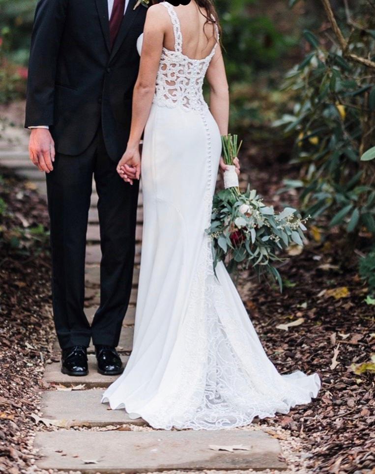 sheath crepe wedding dress