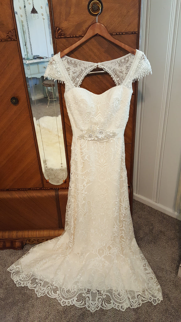 cap sleeve beaded wedding dress