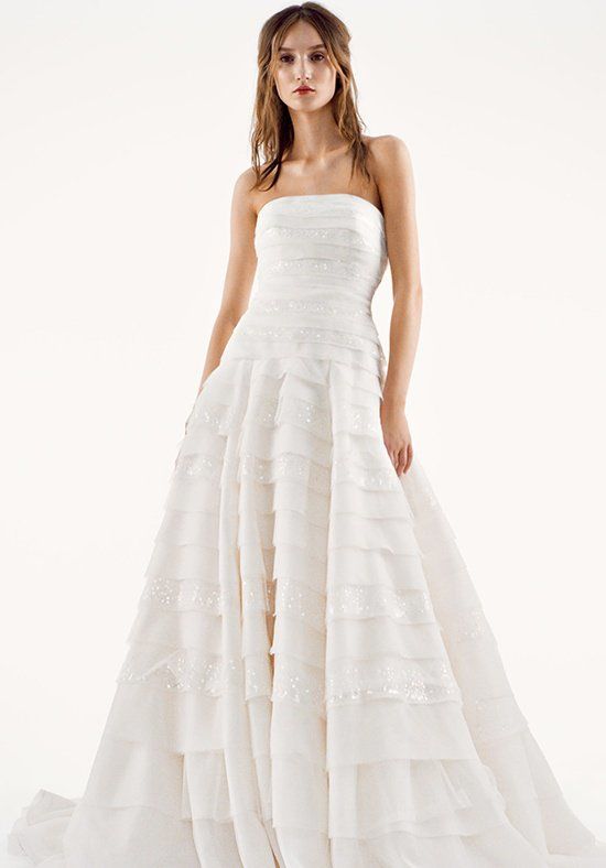 Vera Wang White A Line Drop Waist Size 10 New Wedding Dress Nearly Newlywed