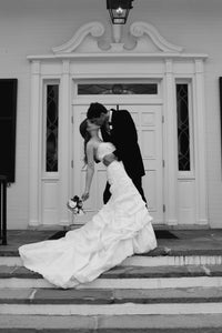 alfred angelo black and white wedding dress