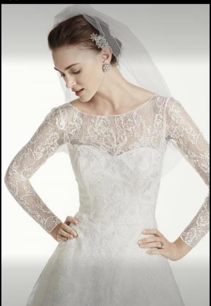 oleg cassini tea length wedding dress with lace