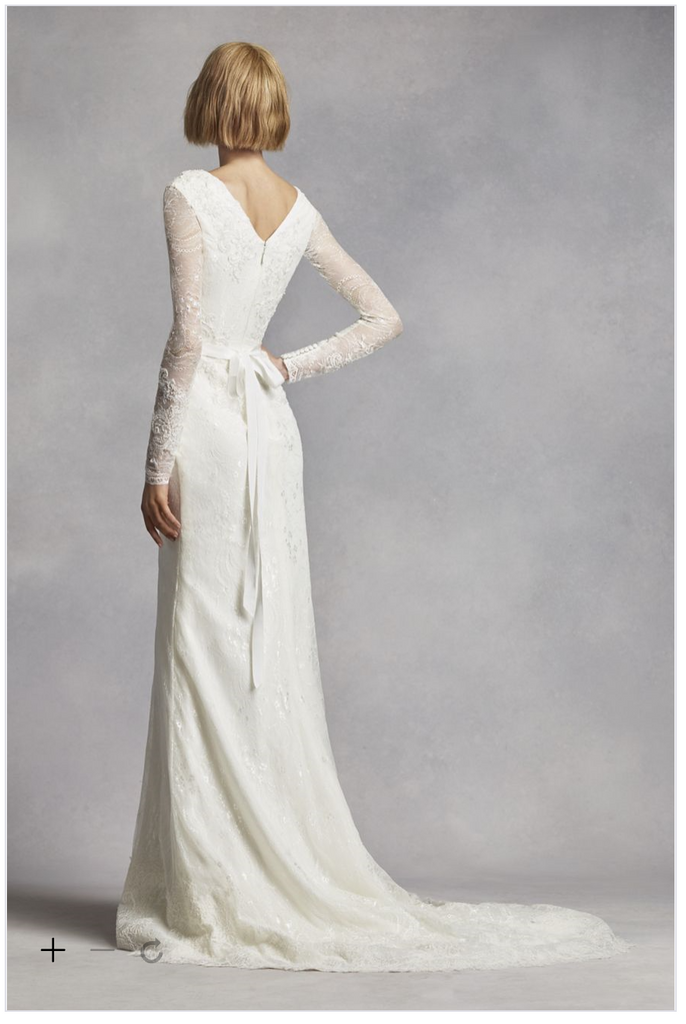 White by Vera Wang 'Long Sleeve Lace' size 12 used wedding dress