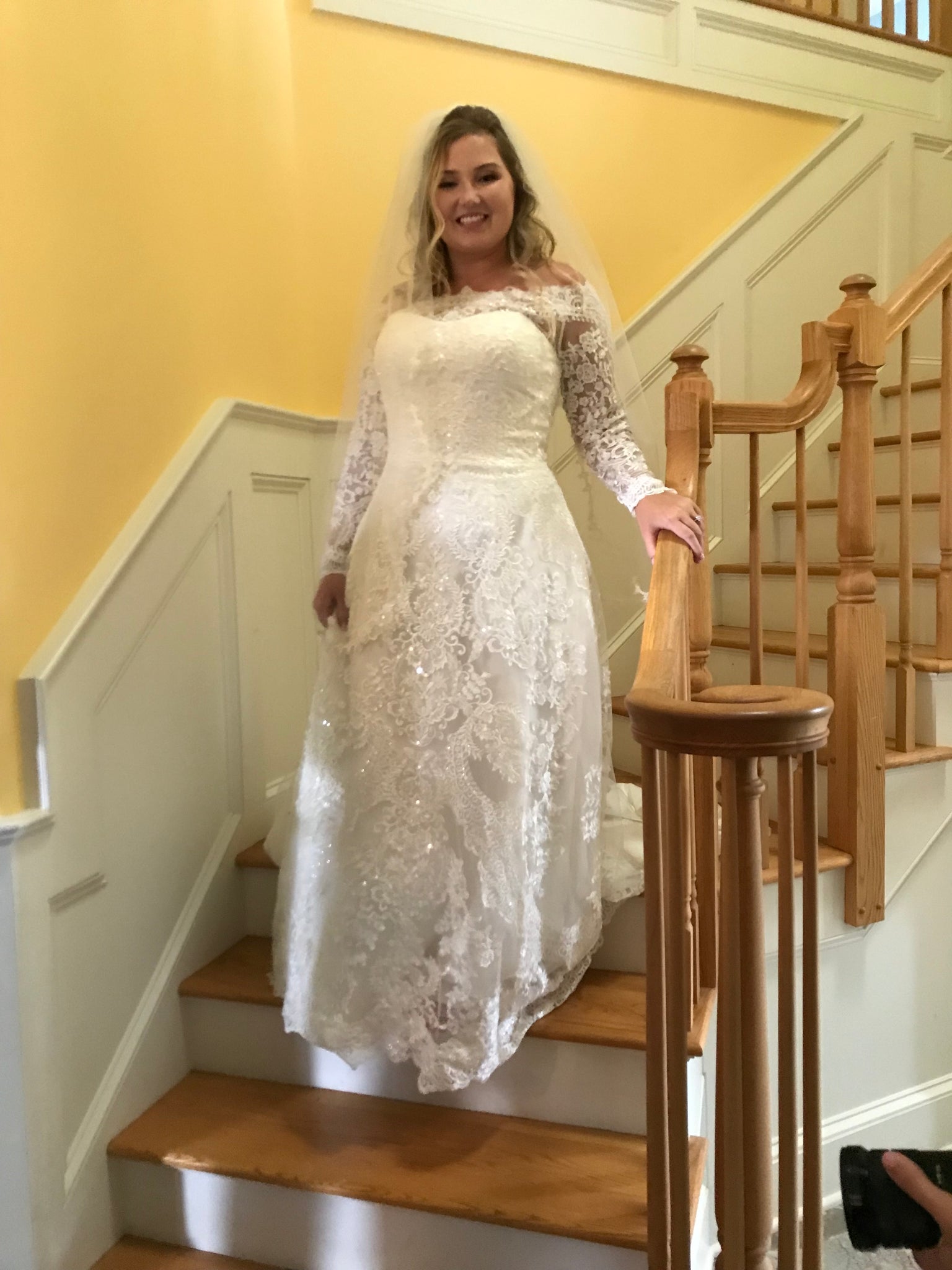 oleg cassini off the shoulder lace wedding dress