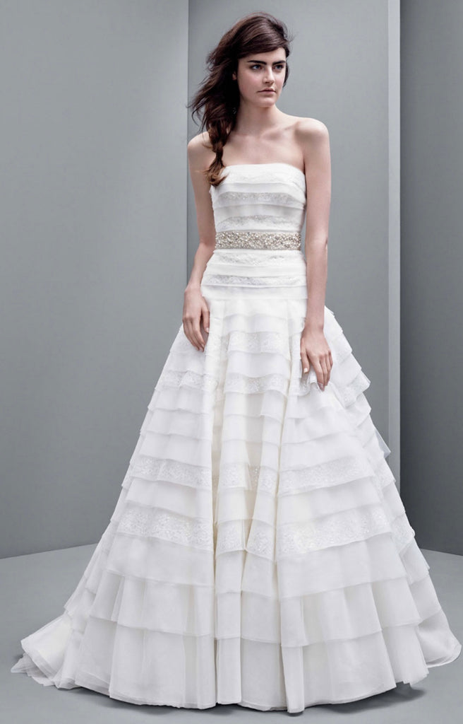 Vera Wang White A Line Drop Waist Size 10 New Wedding Dress Nearly Newlywed