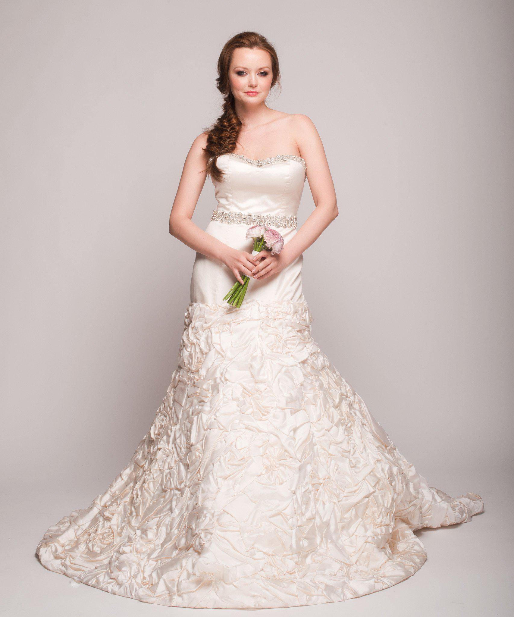 Beaded Lace Ball Gown with Juliette Long Sleeves Val Stefani