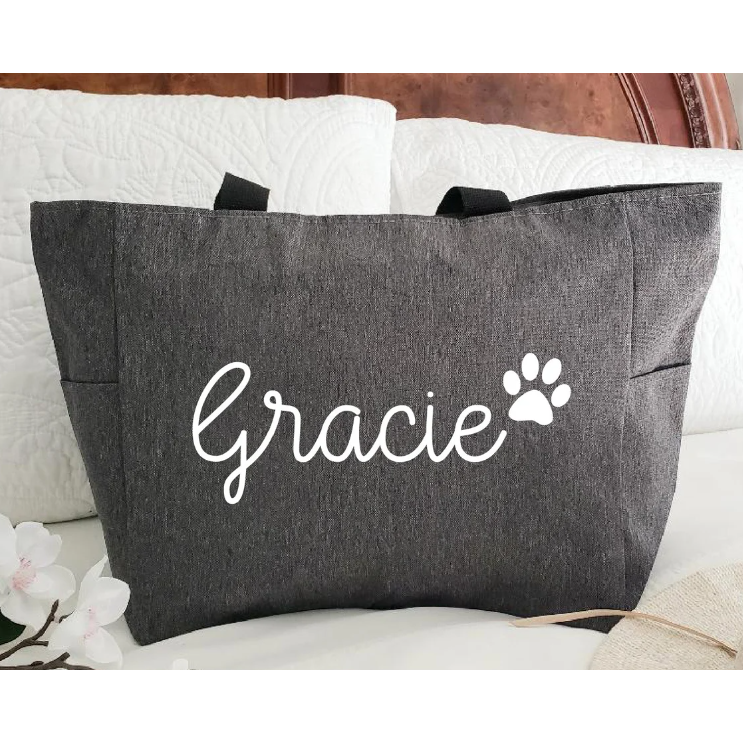 Custom Dog Tote Bag Personalized Dog Mom Gift Dog Toys Totes Pet Gift  Custom Pet Bag Gift For Dog Mom Dog Lover Bag (15L x 15H x 3D, Tri-Color