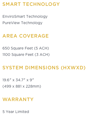 AERAMAX PRO 4 Specifications