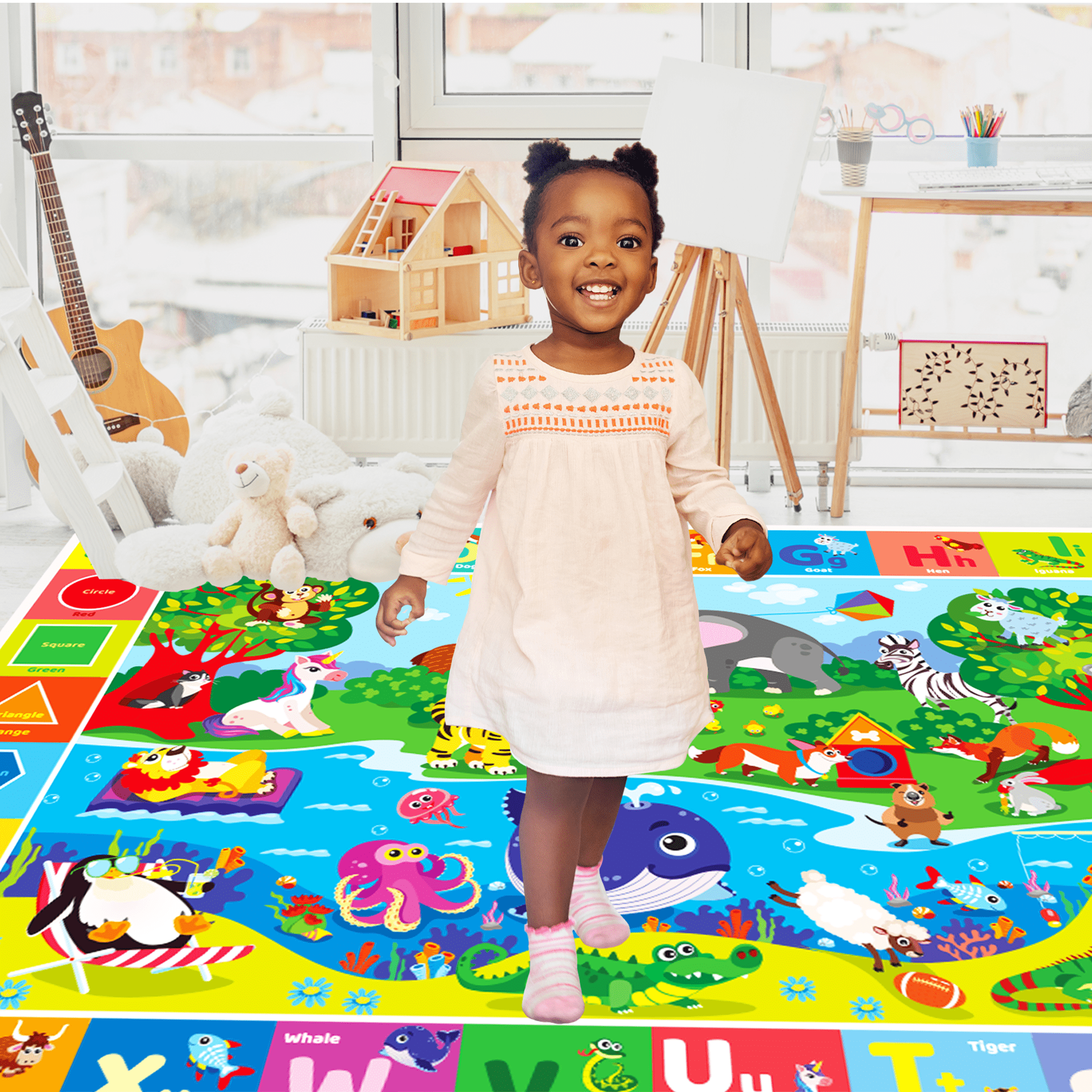 Giant Baby Play Mat for Floor | Plush ABC Playmat for Toddlers