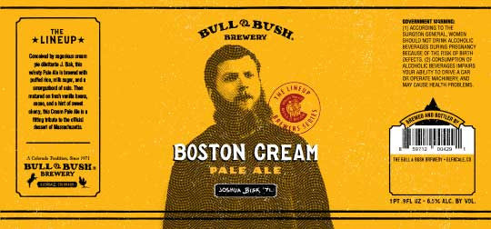 Image of the beer label for The Line Up - Boston Creme Pale Ale, by Bull & Bush Brewery of Glendale, CO