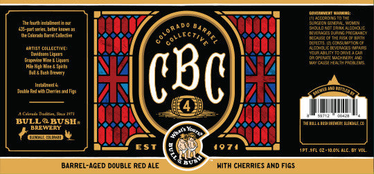 Image of the beer label for Colorado Barrel Collective Edition Four - Barrel-Aged Double Red Ale with Cherries and Figs, by Bull & Bush Brewery of Glendale, CO