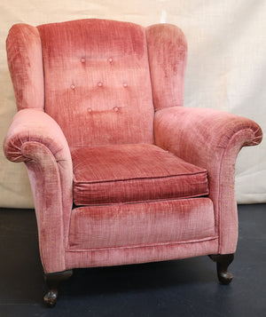 Pink Vintage Velvet Small Wing Chair Wonderwall Home Decor And