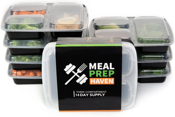 12 Meal Prep Containers 3 Compartment Plate W/ Lids Reusable Food Storage  30oz, 1 - King Soopers