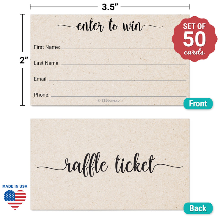 Raffle Tickets  - Name Email, Tan