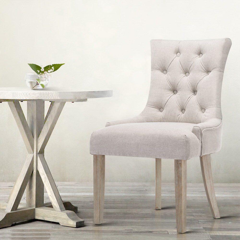 cream tufted dining chair